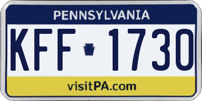 PA license plate KFF1730