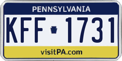 PA license plate KFF1731