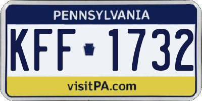 PA license plate KFF1732