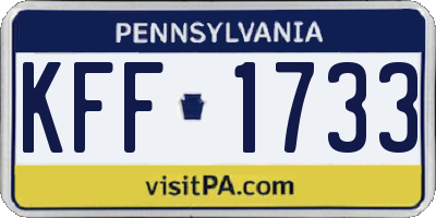 PA license plate KFF1733