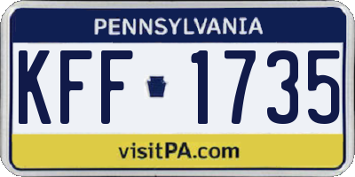 PA license plate KFF1735