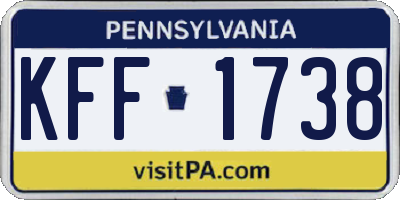 PA license plate KFF1738