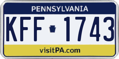 PA license plate KFF1743
