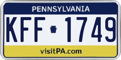 PA license plate KFF1749