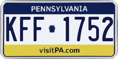 PA license plate KFF1752