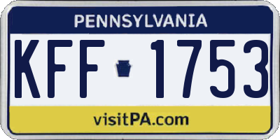 PA license plate KFF1753