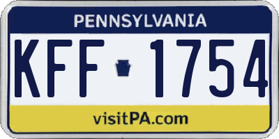 PA license plate KFF1754