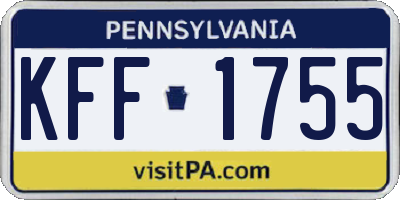 PA license plate KFF1755