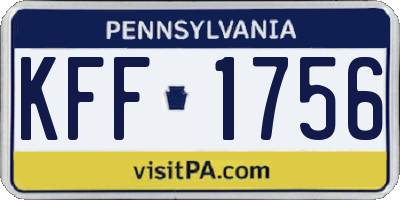 PA license plate KFF1756