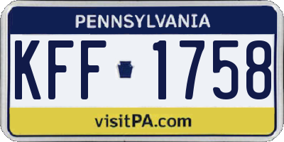 PA license plate KFF1758