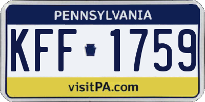 PA license plate KFF1759