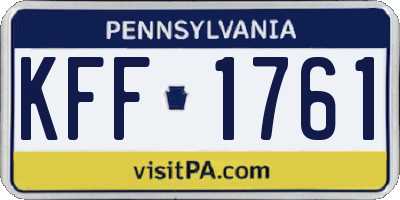 PA license plate KFF1761