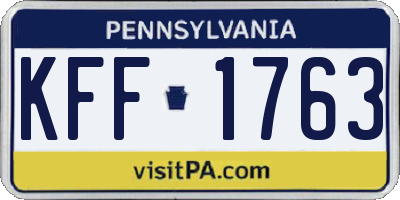 PA license plate KFF1763