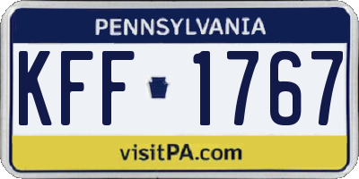 PA license plate KFF1767