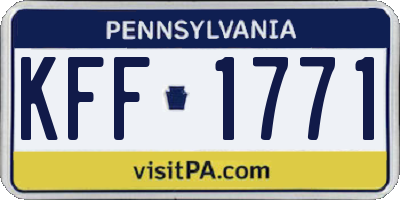 PA license plate KFF1771