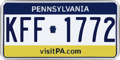 PA license plate KFF1772