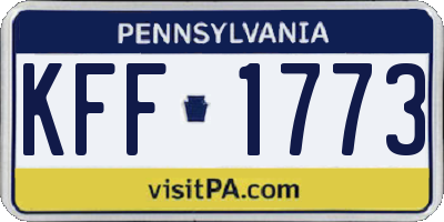 PA license plate KFF1773