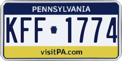 PA license plate KFF1774