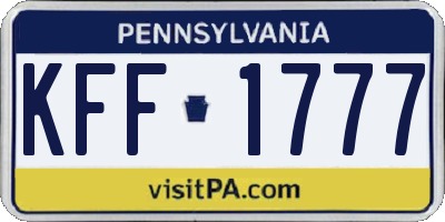 PA license plate KFF1777