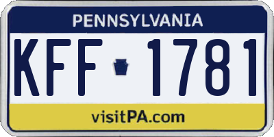 PA license plate KFF1781