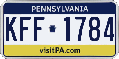 PA license plate KFF1784