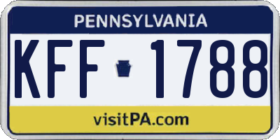 PA license plate KFF1788