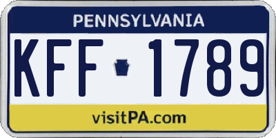 PA license plate KFF1789
