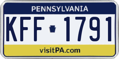 PA license plate KFF1791