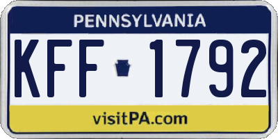 PA license plate KFF1792