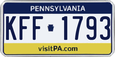 PA license plate KFF1793