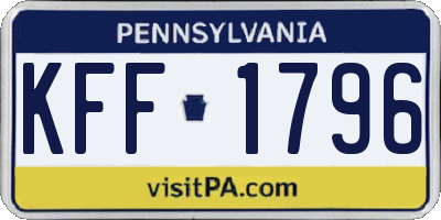 PA license plate KFF1796