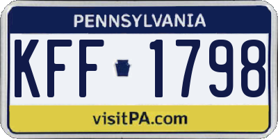 PA license plate KFF1798