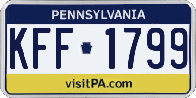 PA license plate KFF1799