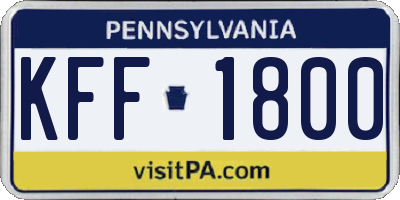 PA license plate KFF1800