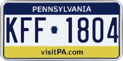 PA license plate KFF1804