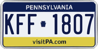 PA license plate KFF1807