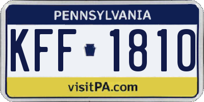 PA license plate KFF1810