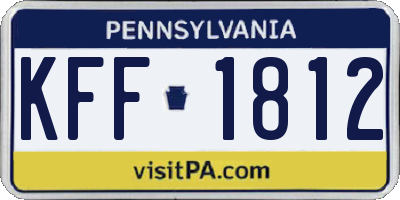 PA license plate KFF1812