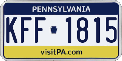 PA license plate KFF1815