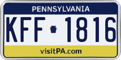 PA license plate KFF1816