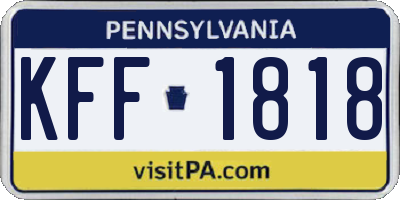 PA license plate KFF1818