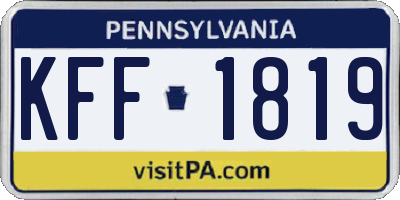 PA license plate KFF1819