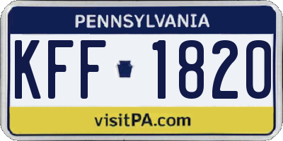 PA license plate KFF1820