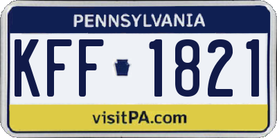PA license plate KFF1821