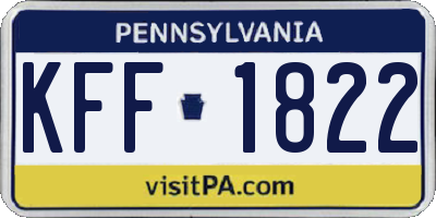 PA license plate KFF1822