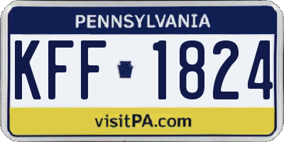 PA license plate KFF1824