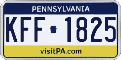 PA license plate KFF1825