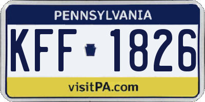 PA license plate KFF1826
