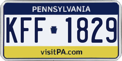 PA license plate KFF1829