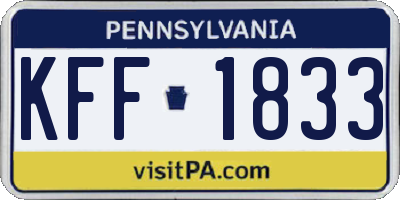 PA license plate KFF1833